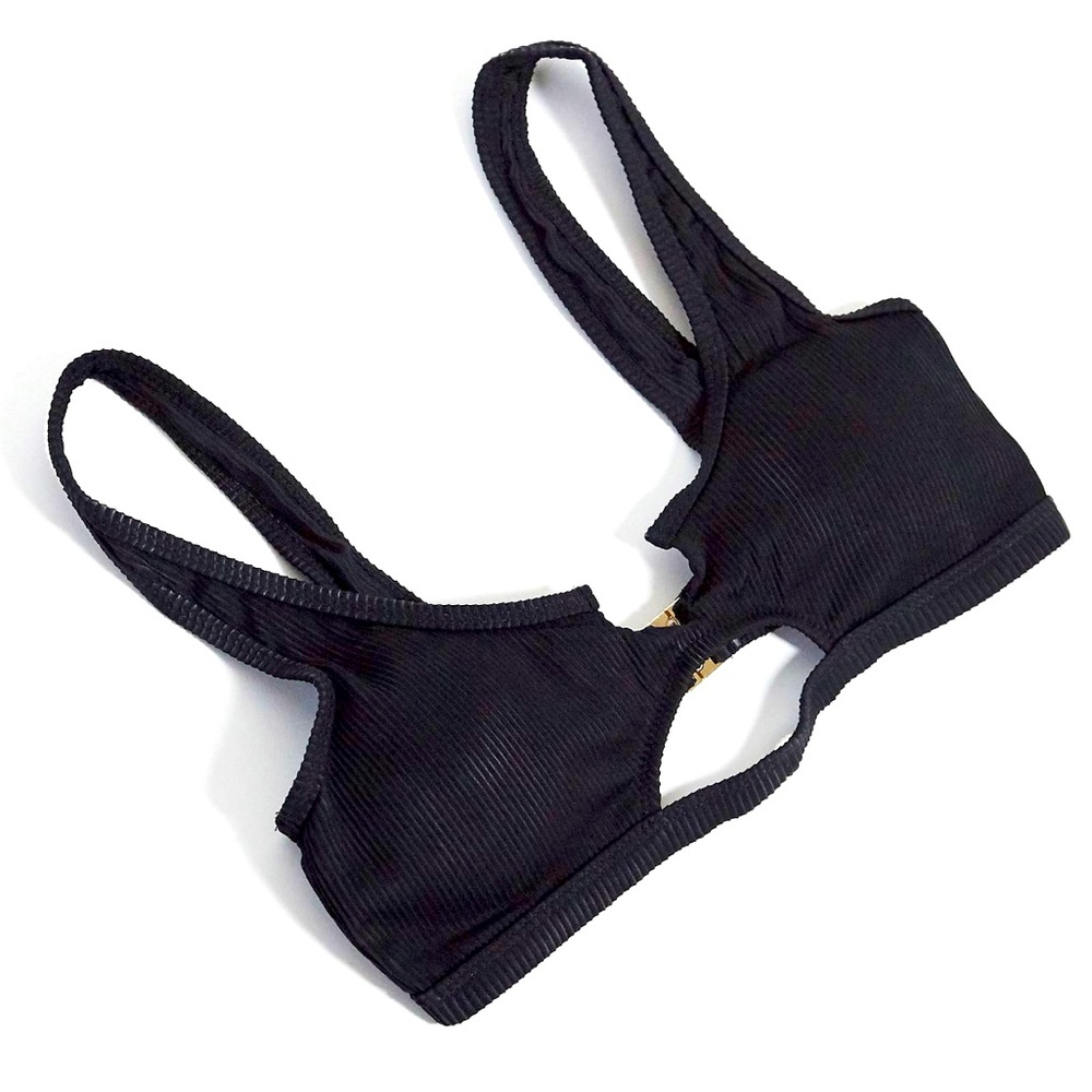 NWT Candypants Black ribbed cutout swimsuit top